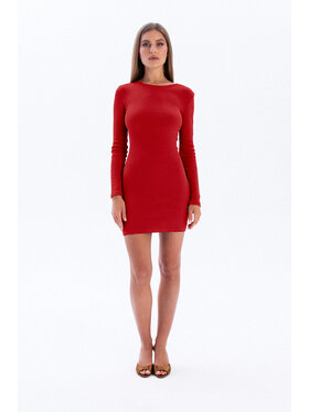 Nudyess Nudyess Sukienka dzianinowa Eos mini z prążka Czerwony Fitted Fit