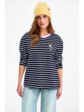 NAOKO NAOKO Longsleeve Aquamarine Czarny Regular Fit