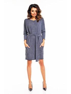 Awama Awama Sukienka codzienna A133 Szary Basic Fit