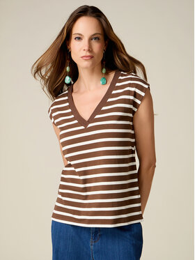 Oltre Oltre T-Shirt G01QJ004717N0V2 Brązowy Regular Fit