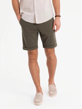 Ombre Ombre Šortky z materiálu OM-SRCS-0170 Zelená Regular Fit