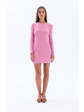 Nudyess Nudyess Sukienka dzianinowa Eos mini z prążka Różowy Fitted Fit