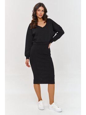 Makadamia Makadamia Komplet bluza i sukienka A10 Czarny Regular Fit