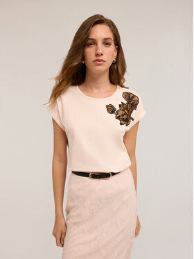 Motivi Motivi T-Shirt G096W003455N007 Różowy Boxy Fit