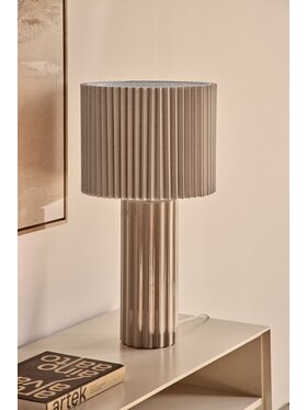MIAhome MIAhome Lampka stołowa Lampa stołowa z ceramiki i tkaniny Marvila 60 cm kremowa Beżowy