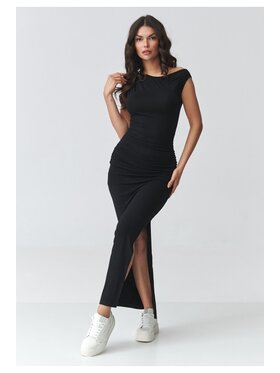 Makadamia Makadamia Sukienka codzienna M928 Czarny Fitted Fit