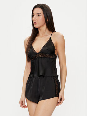 Hunkemöller Hunkemöller Pidžamas krekls Marcela 205066 Melns Regular Fit