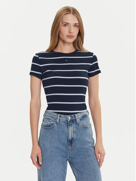Tommy Jeans Tommy Jeans T-Shirt Essential DW0DW17383 Dunkelblau Slim Fit