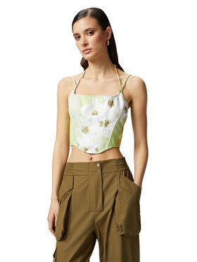 PINKO PINKO Top Canarino bustino duchesse stampato Zielony Regular Fit