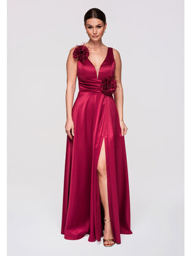 Ombre Ombre Sukienka wieczorowa LA-OM-DLR269 Bordowy Regular Fit