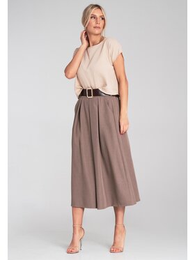 FIGL FIGL Spódnica midi M1201 Brązowy Flared Fit