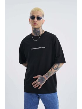 MyStars MyStars T-Shirt Koszulka Z Krótkim Rękawem Oversize Męska Czarna Machinist Dangerous M Czarny Oversize