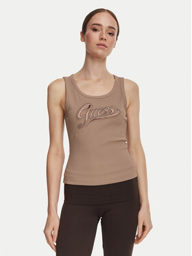 Guess Guess Felső W6YP30 K4380 Világosbarna Slim Fit