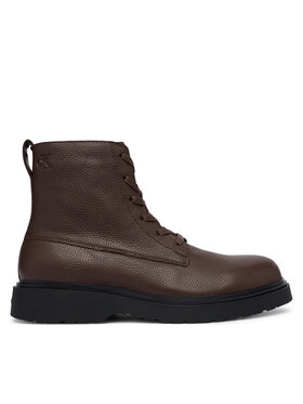 Calvin Klein Calvin Klein Kotníková obuv Combat Ess Lace Up Zip Boot Lth YM0YM01373 Hnědá