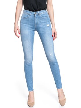 Wrangler Wrangler Jeansy HIGH RISE SKINNY Niebieski Skinny Fit
