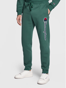 Champion Champion Pantaloni da tuta Vertical Logo Embroidery 217860 Verde Regular Fit