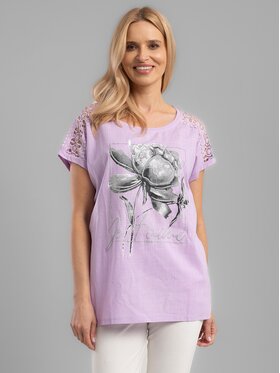 Perso Perso T-Shirt TCE242202F Fioletowy Regular Fit