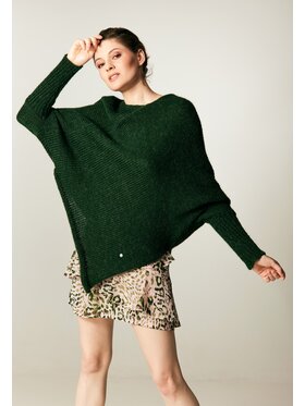 YOU by Tokarska YOU by Tokarska Sweter Otulające ponczo Zielony Regular Fit