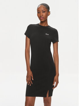Tommy Jeans Tommy Jeans Sommerkleid Script DW0DW17926 Schwarz Regular Fit