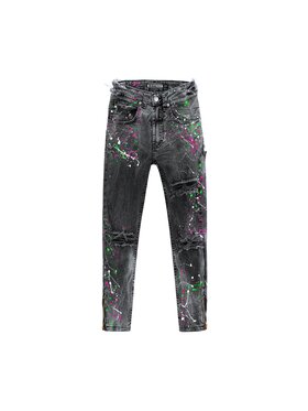 MissDenim MissDenim Spodnie damskie Zip Leg Szary Skinny Fit