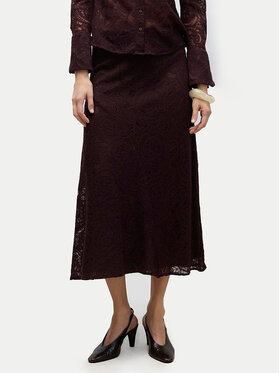 Vero Moda Vero Moda Spódnica midi Urshila 10336946 Bordowy Regular Fit