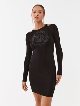 Just Cavalli Just Cavalli Коктейльна сукня 75PAO9A4 Чорний Slim Fit