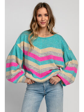 Fobya Fobya Sweter F1970 Niebieski Basic Fit