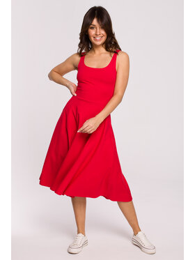 BeWear BeWear Sukienka codzienna B218 Czerwony Comfort Fit