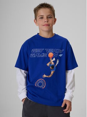 4F 4F T-Shirt 4FJRAW26TTSHM4344-33S Niebieski Regular Fit