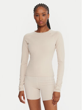 Reebok Reebok Тениска от техническо трико Reebok X Ewa Chodakowska RK25316CCW Бежов Slim Fit