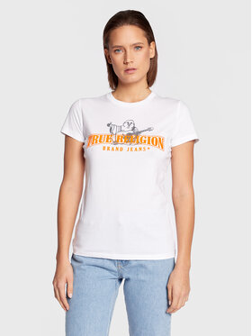 True Religion True Religion Póló Buddha Stencil 205636 Fehér Slim Fit