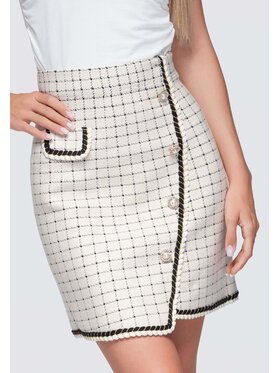 Ombre Ombre Spódnica mini OW-GL-E0022 Beżowy Slim Fit