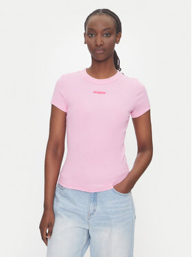 Tommy Jeans Tommy Jeans Marškinėliai Script Label DW0DW21402 Rožinė Slim Fit