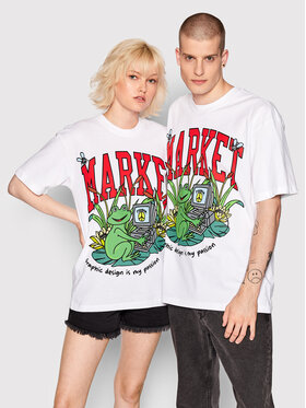 Market Market T-Shirt Unisex SMILEY Passionate Frog 399001091 Biały Relaxed Fit