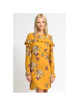 EMOI EMOI Sukienka codzienna wiskozowa w kwiatowy wzór Żółty Feminine Fit