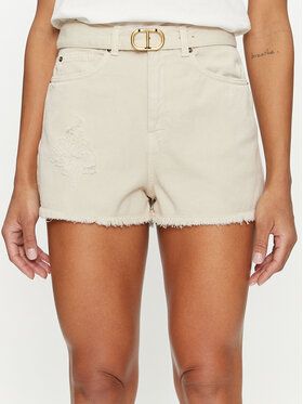 TWINSET TWINSET Džínsové šortky 241TT2382 Béžová Straight Fit