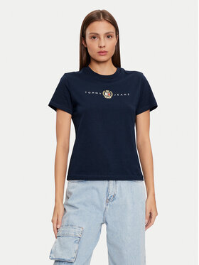 Tommy Jeans Tommy Jeans Тишърт Crest Linear DW0DW18795 Тъмносин Regular Fit