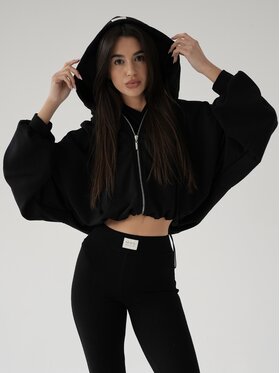 MissDenim MissDenim Bluza Oversize Crop Zip Hoodie Czarny Oversize