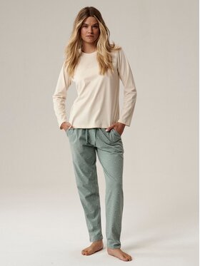 Atlantic Atlantic Piżama Flowers Zielony jasny Regular Fit