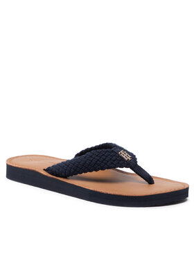 Tommy Hilfiger Tommy Hilfiger Tongs Th Leather Footbed Beach Sandal FW0FW06335 Bleu marine