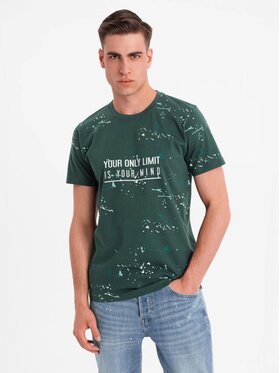 Ombre Ombre T-Shirt OM-TSFP-0187 Zielony Regular Fit