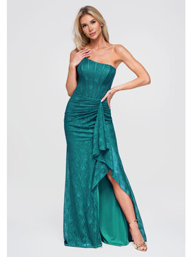 Ombre Ombre Sukienka wieczorowa LA-OM-DLR375 Zielony Slim Fit