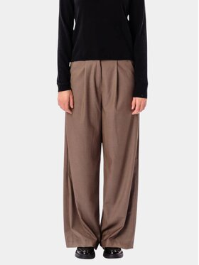 TeeShoppen TeeShoppen Spodnie materiałowe 'Basic Collection' Brązowy Oversize