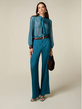 Oltre Oltre Spodnie materiałowe P075J002676N024 Turkusowy Baggy Fit