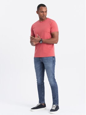 Ombre Ombre T-Shirt OM-TSBS-0146 Różowy Regular Fit