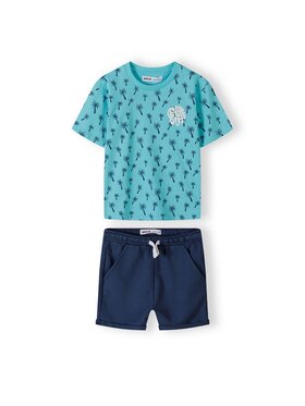 MINOTI MINOTI Komplet t-shirt i spodenki 17SET 6 Turkusowy Regular Fit