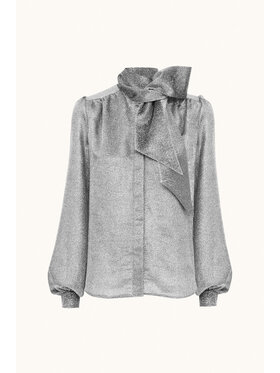 EPUZER EPUZER Bluzka Silk blouse Srebrny Loose Fit