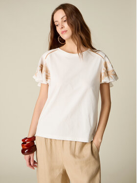 Oltre Oltre T-Shirt G090J004544N011 Biały Regular Fit