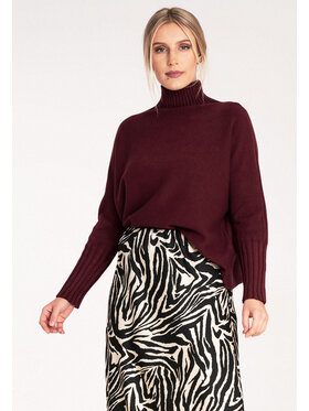 FIGL FIGL Sweter M1101 Bordowy Loose Fit