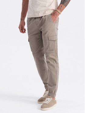 Ombre Ombre Joggers kalhoty OM-PAJO-0123 Béžová Regular Fit